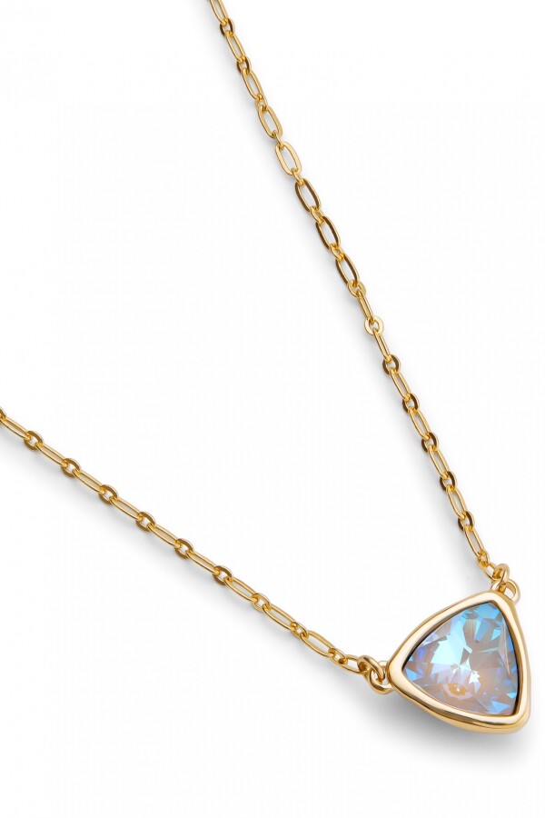 COLGANTE DE ALEACION DE METALES BAÑADO EN ORO 18K DE ESLABONES CON TRIANGULO CON CRISTAL MULTICOLOR Colgante