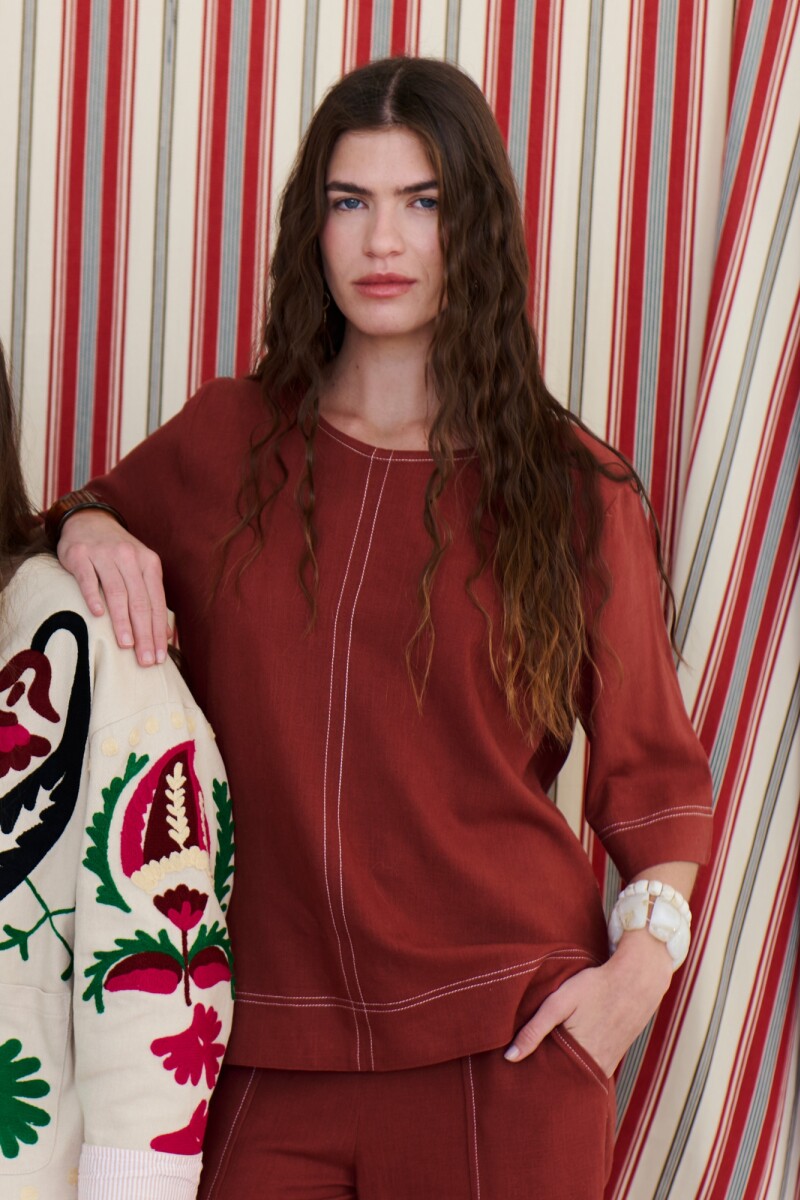 BLUSA LINO EVA ROJO