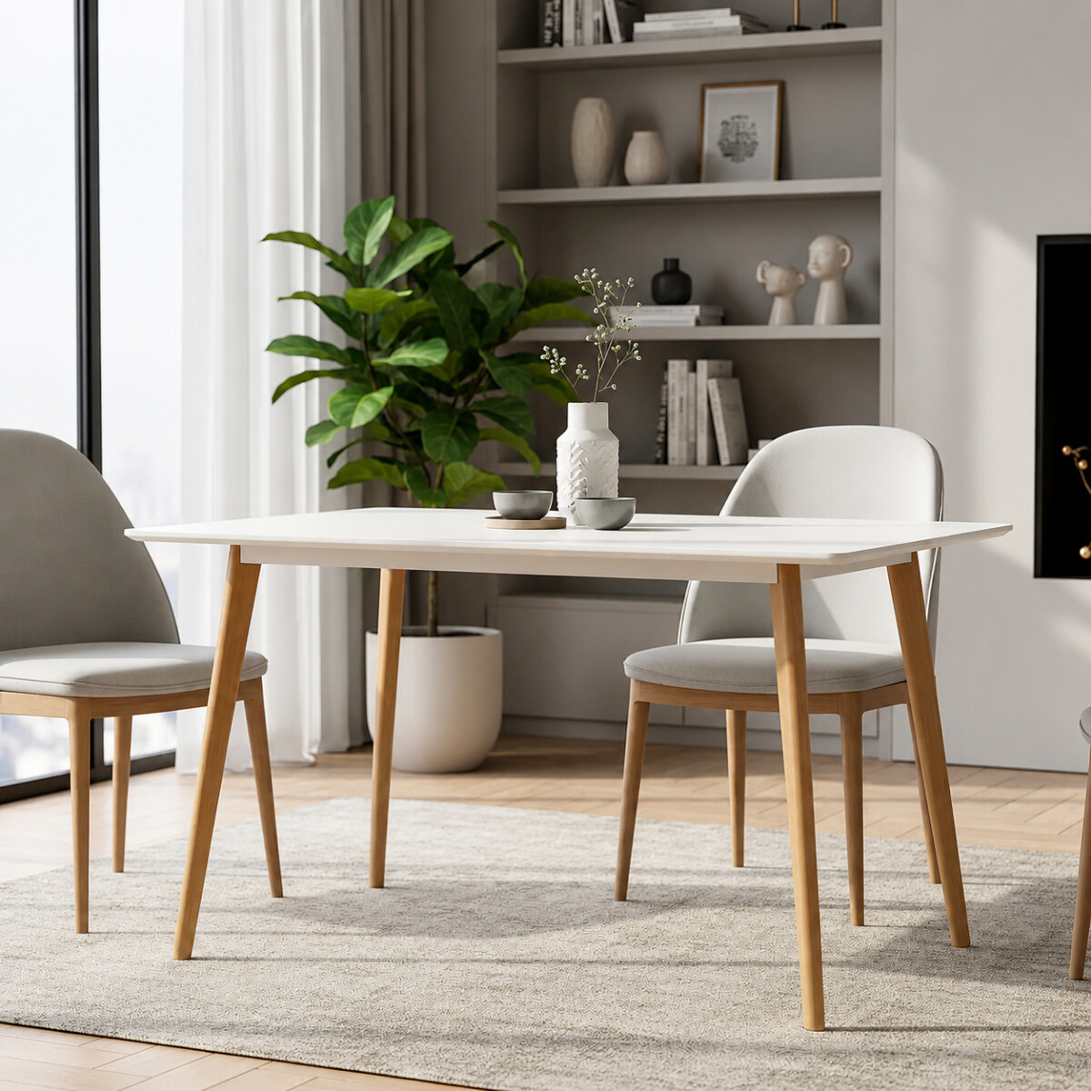 Mesa Comedor ComboHome Milan Rectangular Laqueada 120 x 80 - Blanco 1 