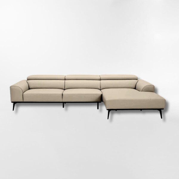 Sofá con chaise DUNA TELA BEIGE - DERECHO
