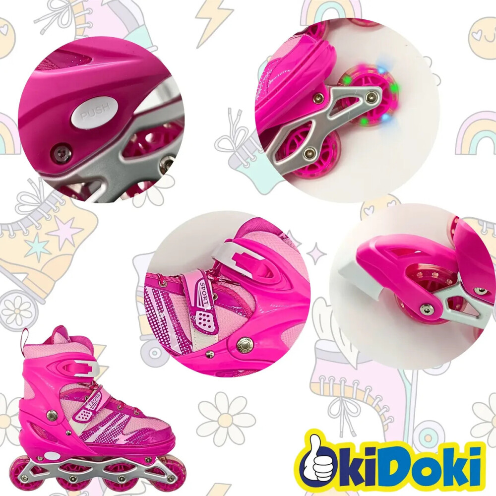 Patines rollers ajustables con luces en las ruedas Rosa