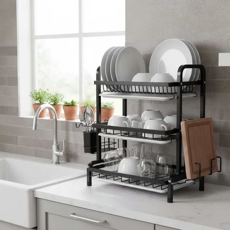 Escurridor de Platos de Metal – 3 Niveles Escurridor de Platos de Metal – 3 Niveles