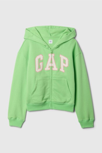 Buzo Canguro Con Cierre Logo Gap Niña Julep Green
