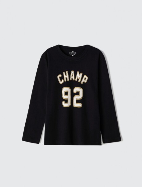 CAMISETA MANGA LARGA INFANTIL CON ESTAMPA NEGRO