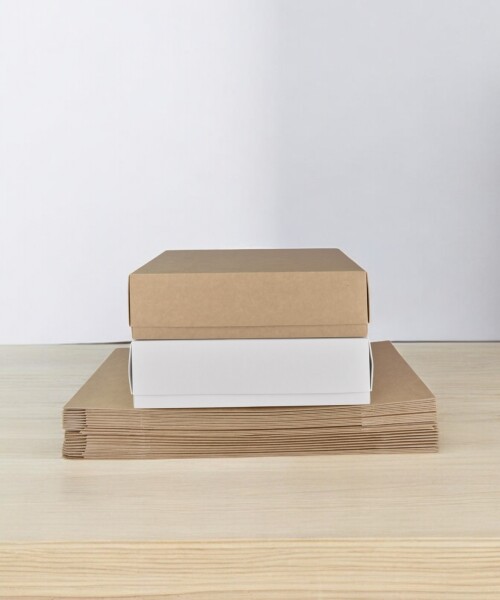 Pack x 20 unid - caja 08 20x30x9 cm eco REVERSIBLE BLANCO – MADERA