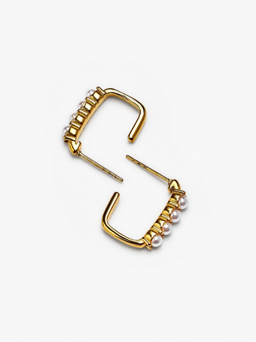 Aros Abiertos Con Perlas - Acero Inoxidable dorado
