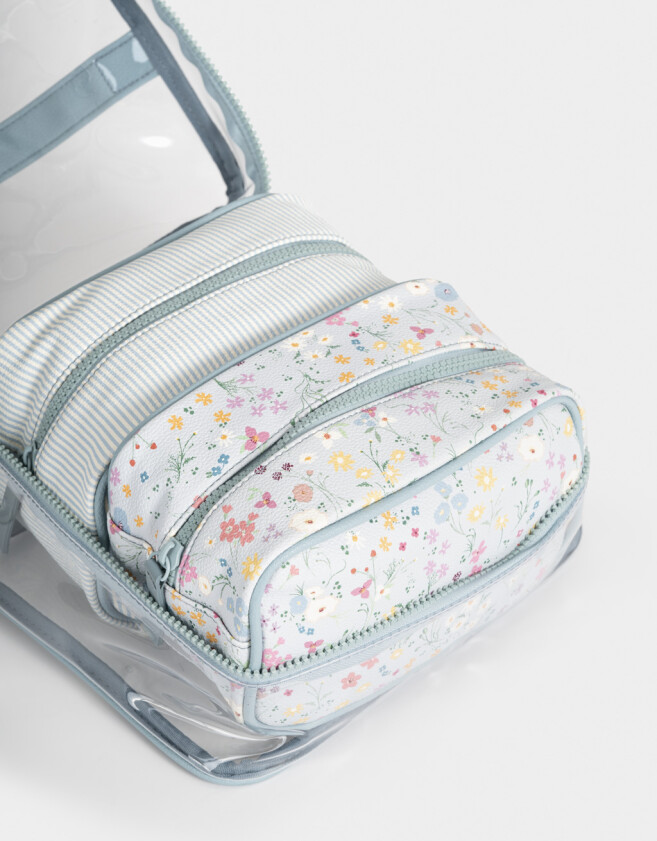 Porta Cosméticos Estampados Set De Cartucheras Estampadas - Azul Celeste