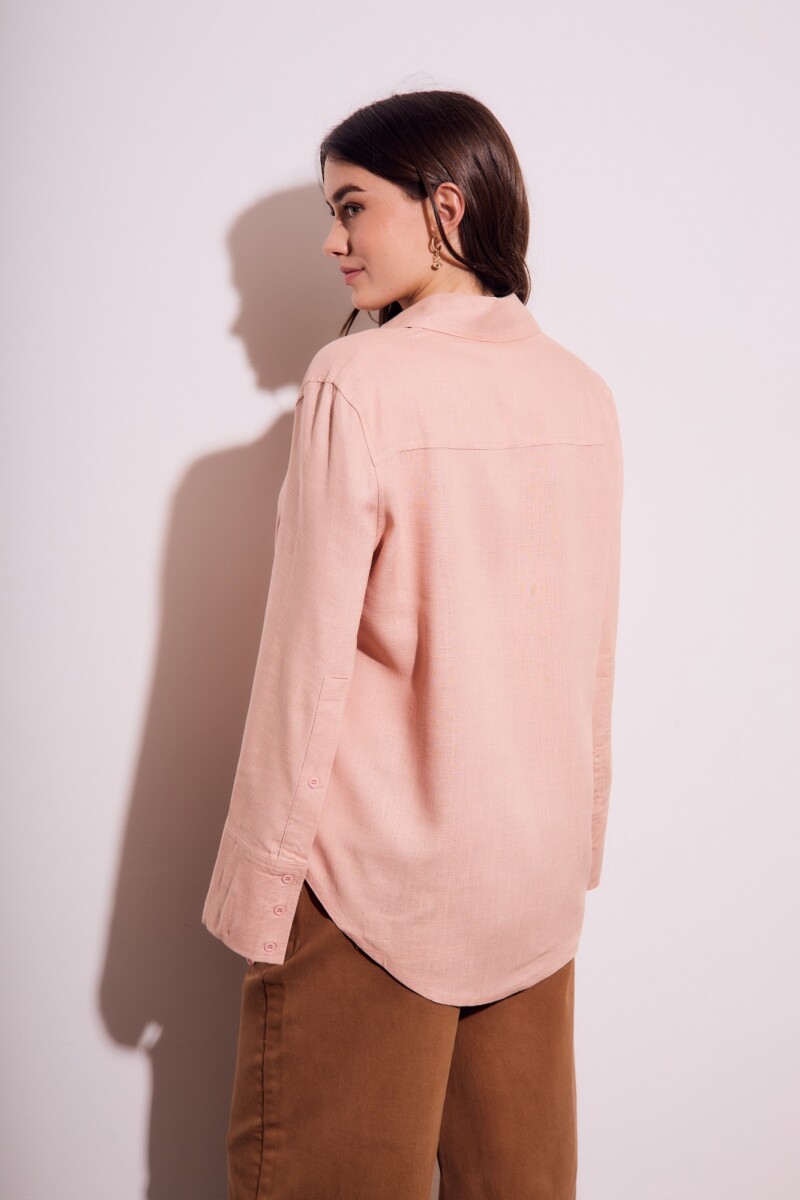 Camisa Con Lino Rosa
