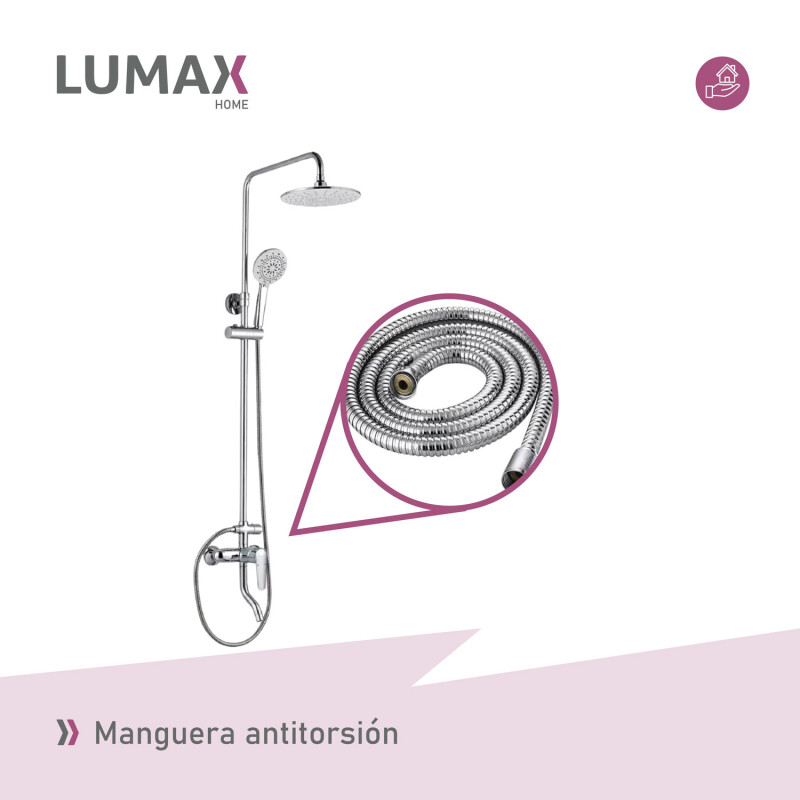 Barra columna ducha redonda inox con soporte y diseño moderno para baño Barra columna ducha redonda inox con soporte y diseño moderno para baño