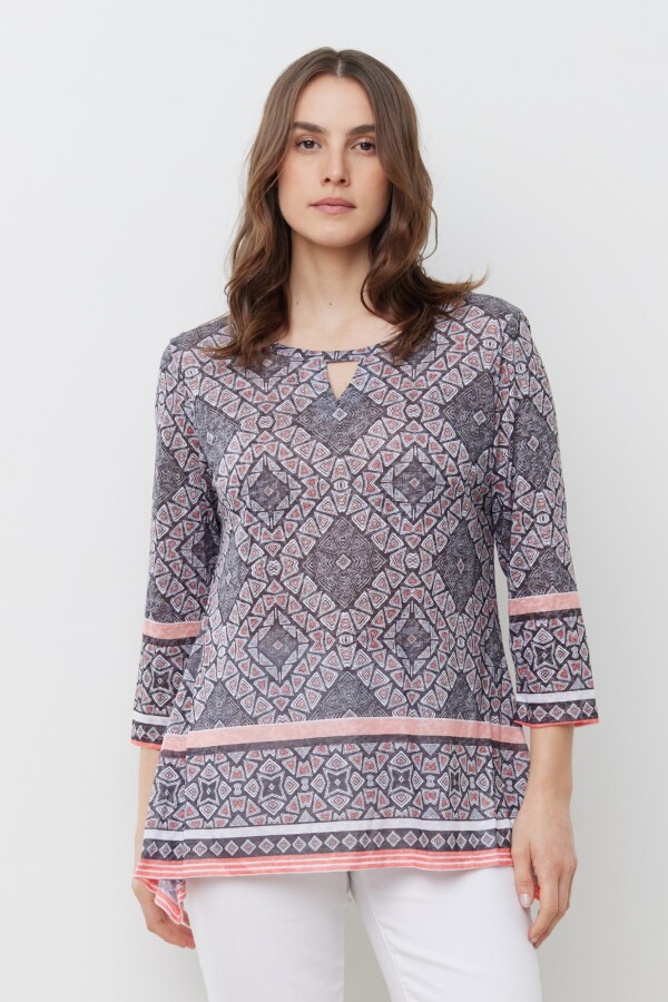 Remera Keyhole NEGRO/MULTI