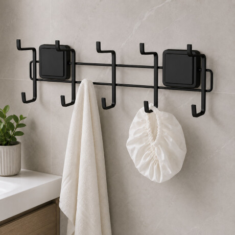 Perchero Multiuso con Ventosa en Acero de Carbono Future- Negro Perchero Multiuso con Ventosa en Acero de Carbono Future- Negro