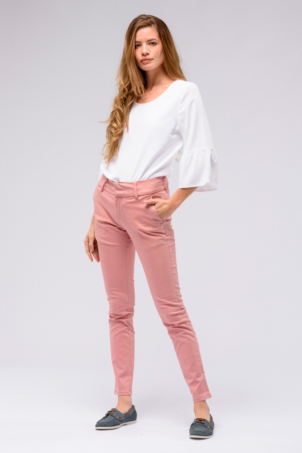 PANTALÓN DE GABARDINA SKINNY Rosa