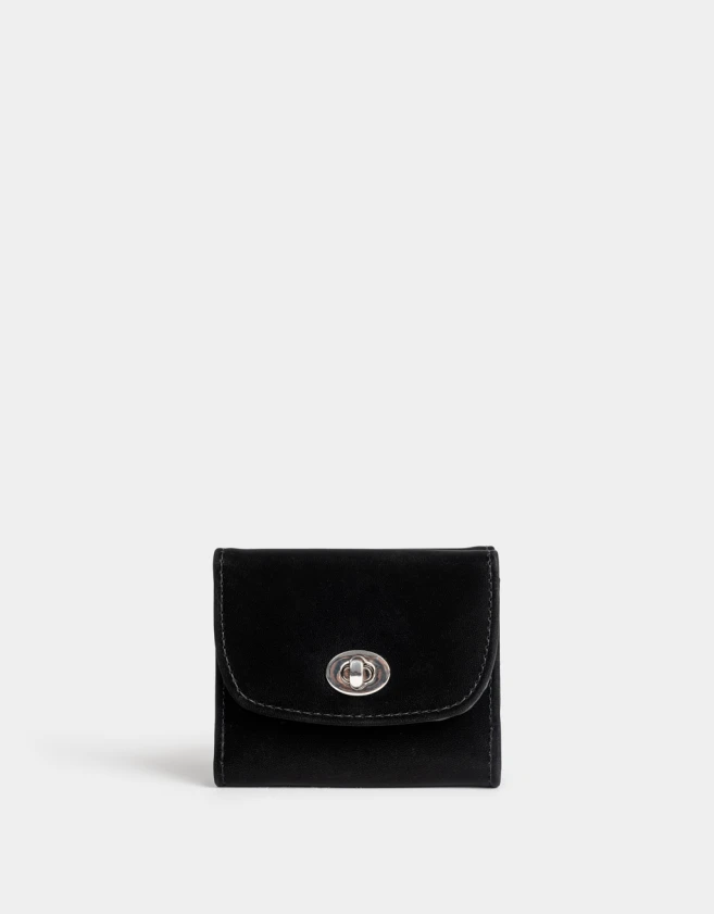 Billetera Clasico Billetera De Cuerina Con Broche - Negro