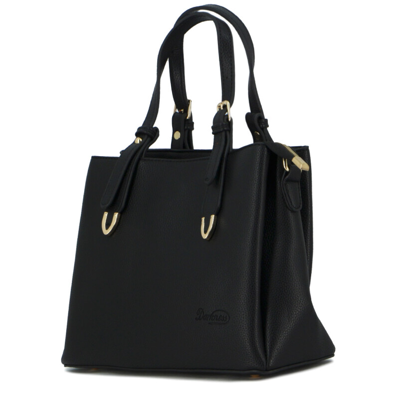 Darkness Cartera C/correa Larga-corta Y Monedero Negro