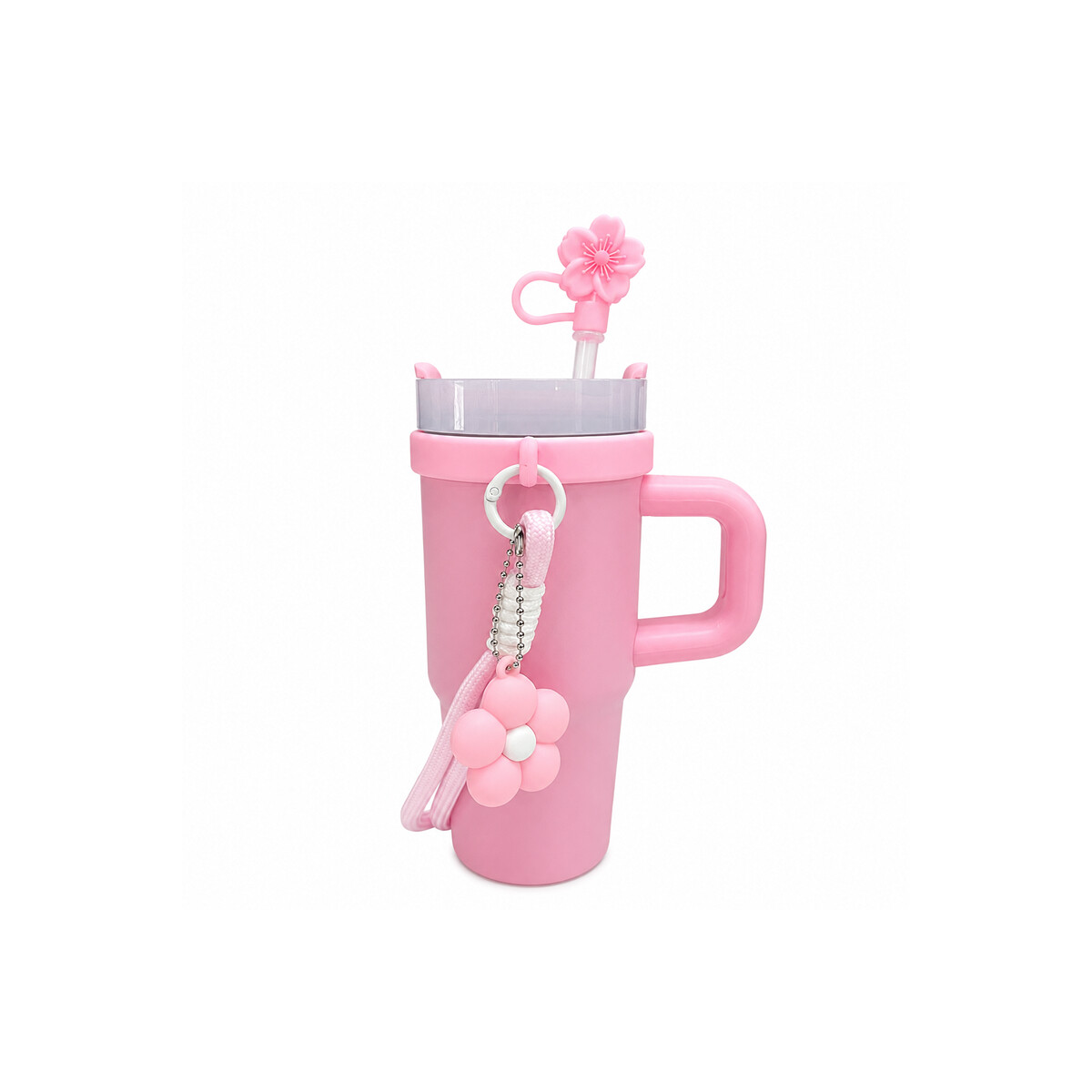 Vaso térmico de acero con accesorios y tapita 420ml - Rosado 
