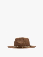 Sombrero Efecto Rafia Con Cordón Y Charms marron
