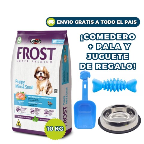 FROST PERROS CACHORROS RAZAS PEQUEÑAS 10.1 KG + PLATO + PALA + JUGUETE DE REGALO