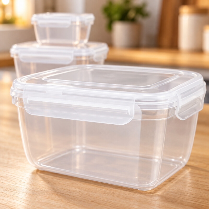 Set x3 Pote hermético rectangular 550 / 1000 / 1800 ml TRANSPARENTE