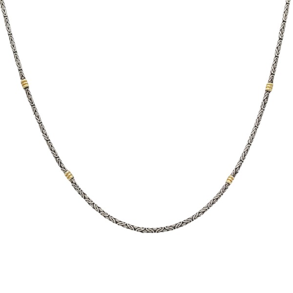 Cadena Bizantina- Plata y Oro-Sin piedra-CD5000 Sinpiedra