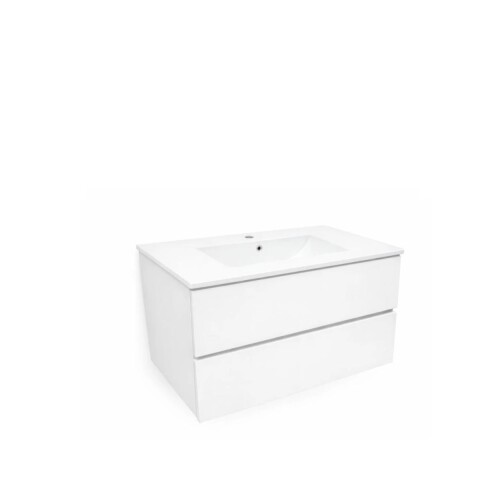 Mueble de baño suspendido Blanco 80 cm con bacha de loza Mueble De Baño Suspendido Blanco 80 Cm Con Bacha De Loza