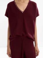Pantalón De Punto Con Cordón Ajustable burdeos