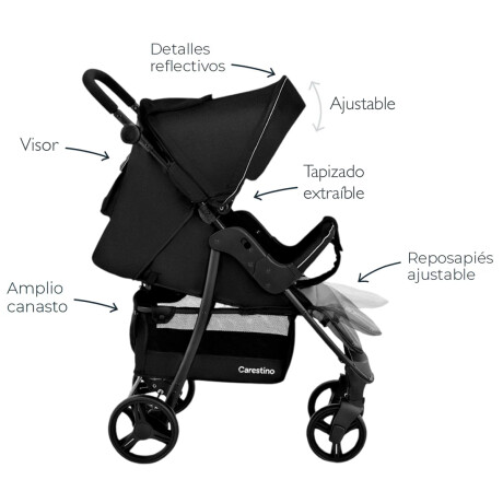 Cochecito Plegable y Huevito Carestino City Travel + Accesorios Gris Melange