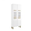 Armario 6 Puetas Vidrio Steel Blanco