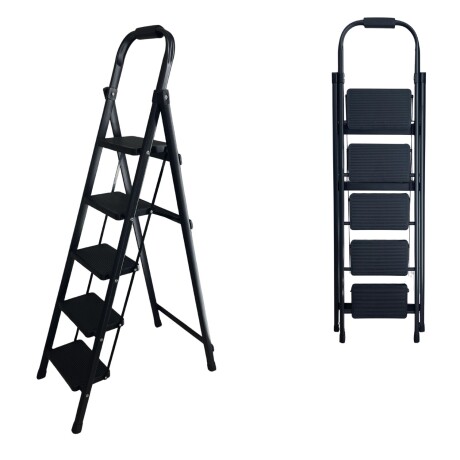 Escalera Tijera 5 Escalones De plastico Negro