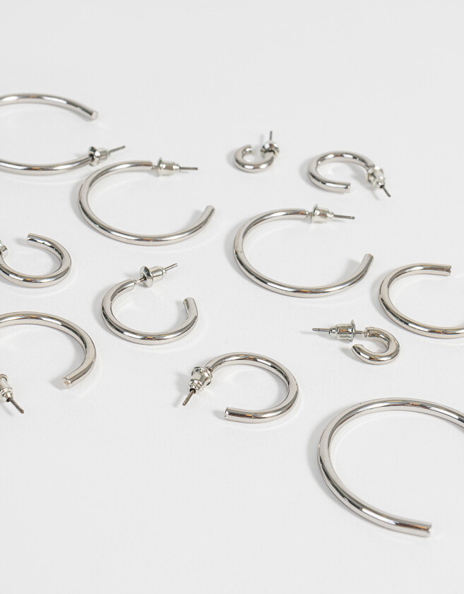 Aros Argollas Set De metal Set De Argollas - Plateado