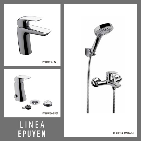 Juego Completo De Griferia Para Baño, Incluye Lavatorio Bajo,Bidet Y Ducha Exterior Linea Epuyen Fv 000
