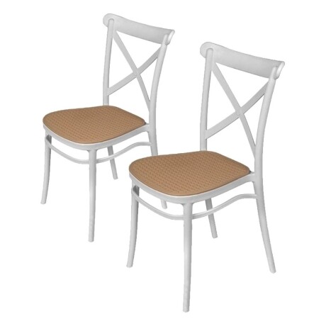 Kit x2 Silla Plats PP Simil Rattan Blanco/Beige