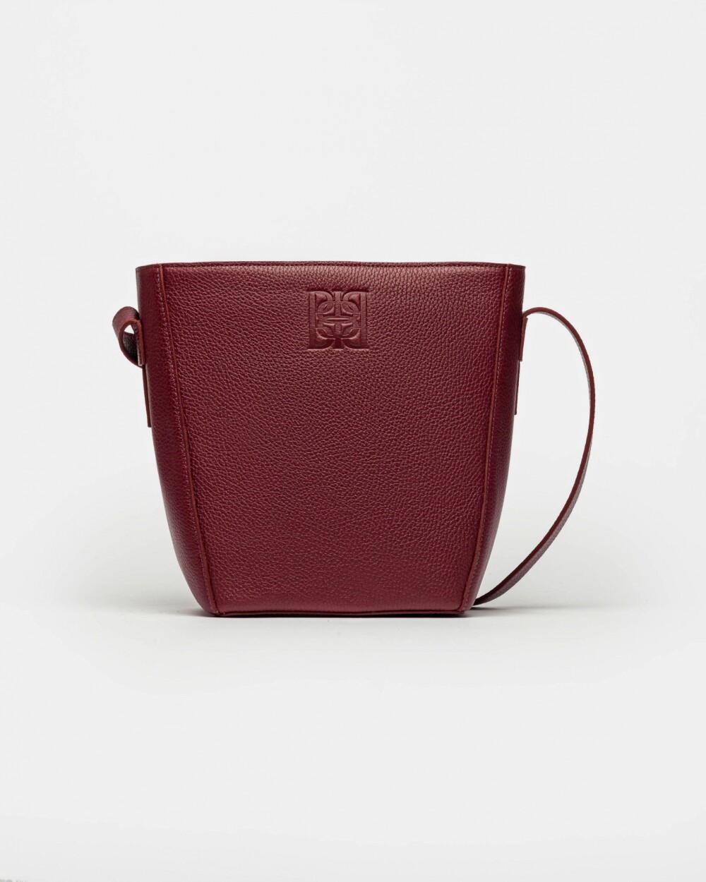 Cartera al Hombro Hana En Cuero Graneado Bordeaux