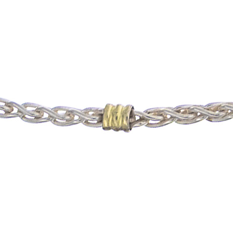 Gargantilla de plata 925 y double en oro 18 ktes, 45 cm. Gargantilla de plata 925 y double en oro 18 ktes, 45 cm.