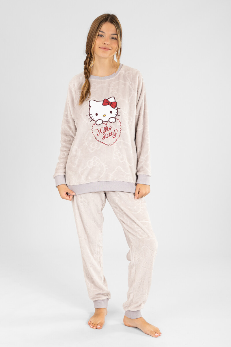 Pijama hello kitty coral embossed Gris