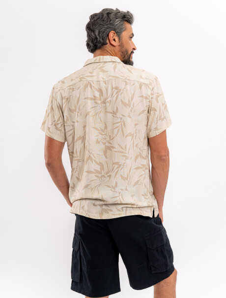 Camisa m/c estampada beige