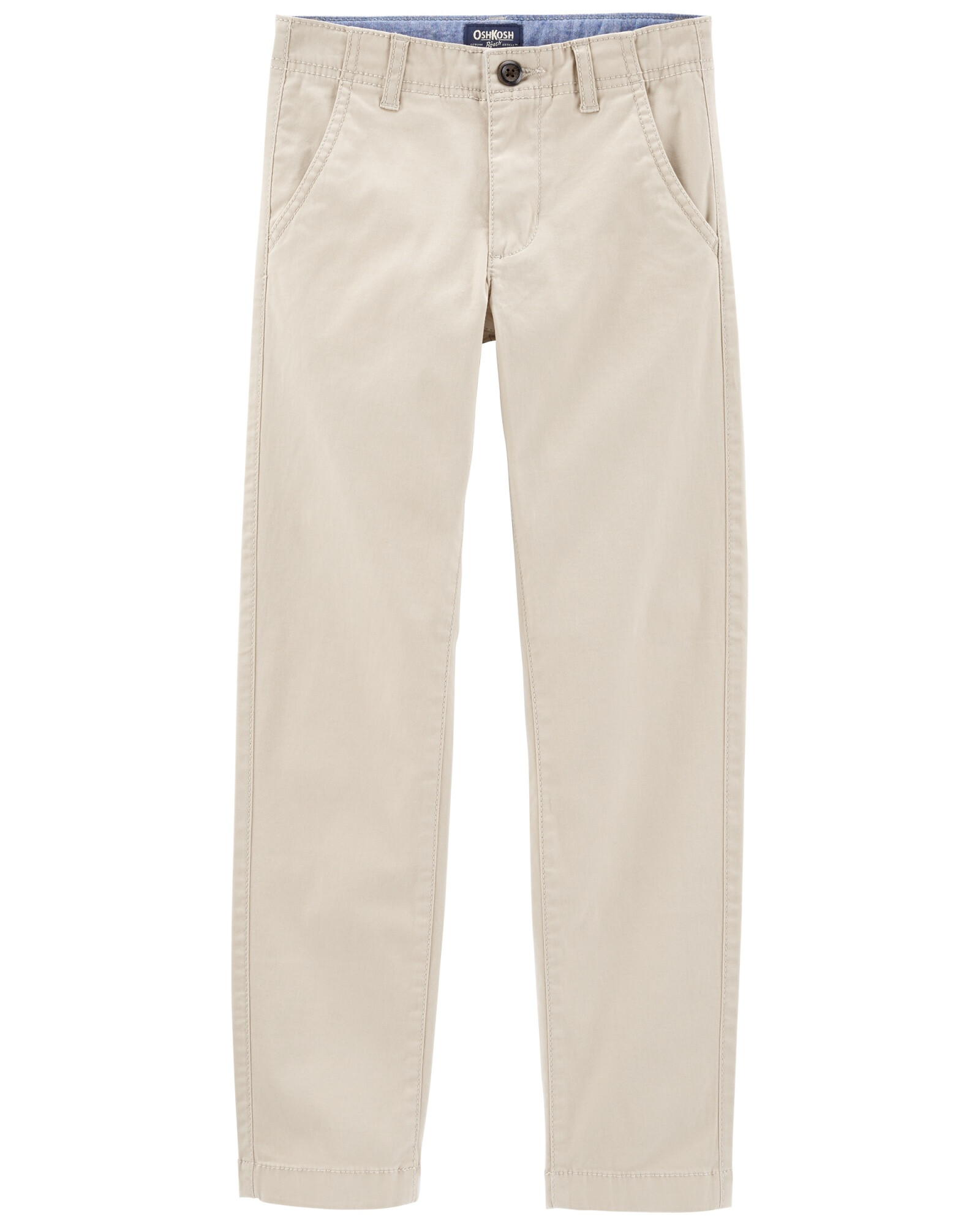 Pantalón de algodón clásico elastizado. Talles 6-14 Sin color