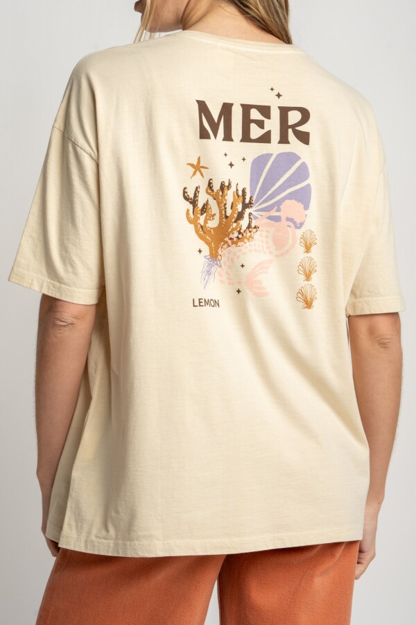 Remera Algodon Lavado Print Mer Arena