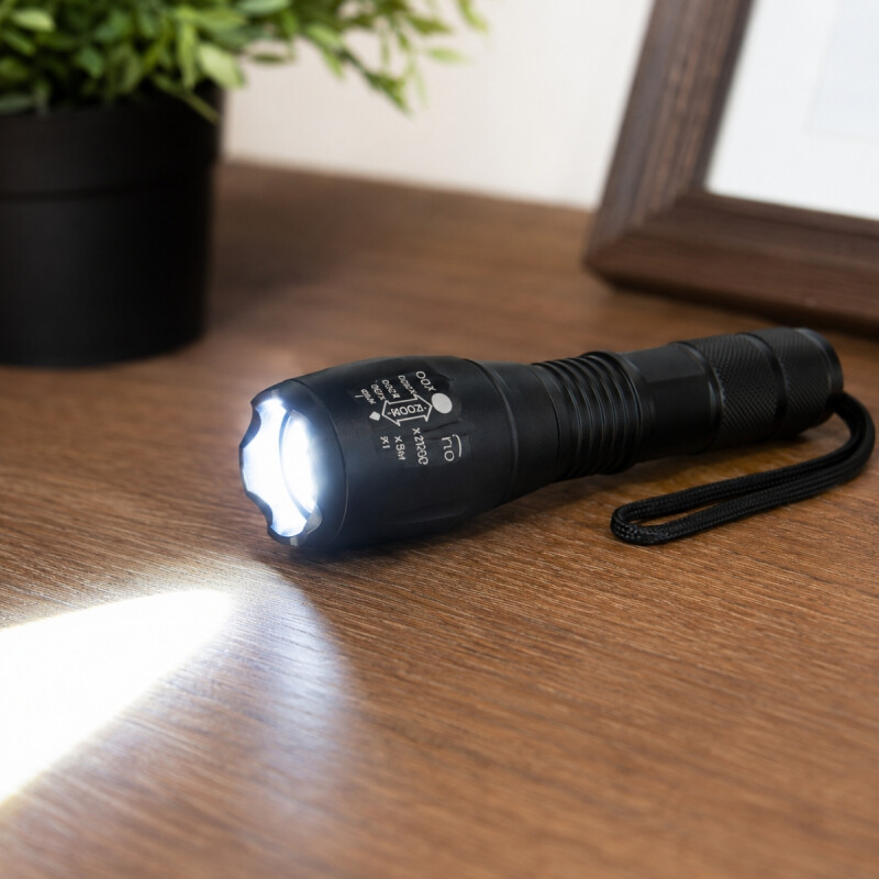 Linterna recargarable 10 W con cargador y batería NEGRO