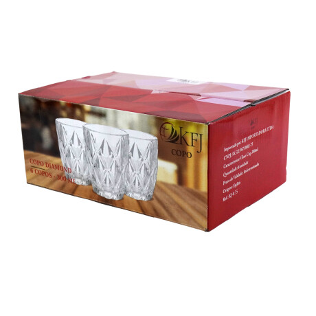VASO VIDRIO SET X6PCS LABRADO DIAMANTE 8X10CM 300ML RAYAN PLAZA VASO VIDRIO SET X6PCS LABRADO DIAMANTE 8X10CM 300ML RAYAN PLAZA
