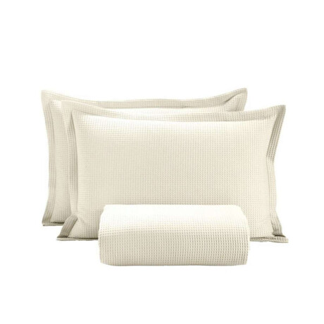 Juego Colcha y Funda Piquet Dohler Queen 100% Algodón Marfil