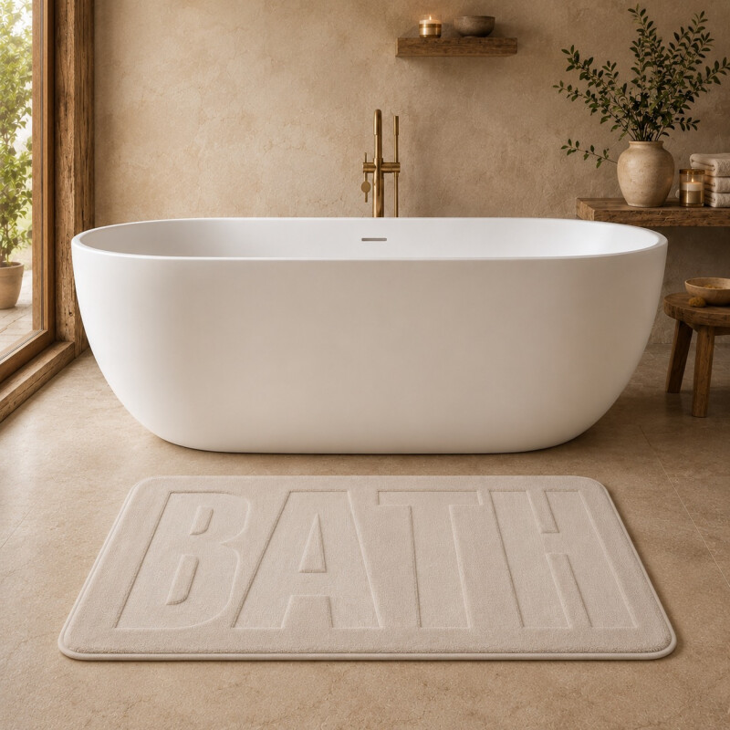 Alfombra de Baño Soft con Relieve 50x70cm Beige