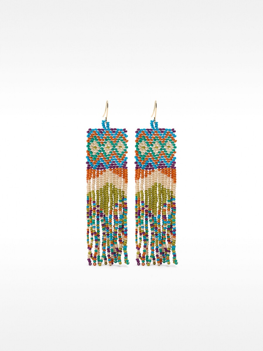 Pendientes Largos Étnicos Multicolor - multicolor 