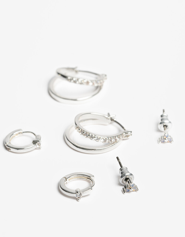 Aros Sets Cubic zirconia Set De Aros Cubic Zirconia - Plateado