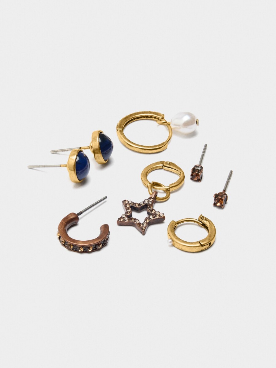 Set De Pendientes De Estrella Y Perla multicolor