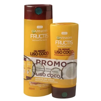 Fructis Pack Liso Shampoo 350 + Acondicionador 200 Ml. Fructis Pack Liso Shampoo 350 + Acondicionador 200 Ml.