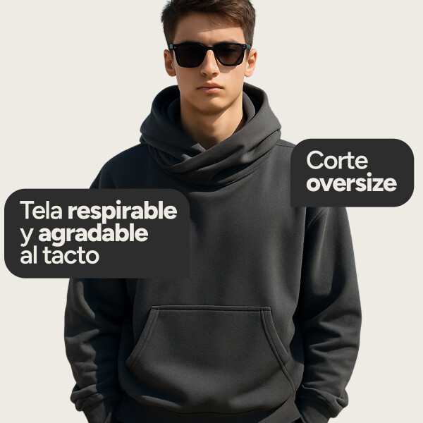 Canguro Buzo OverSize Capucha Cuello Frio Invierno Unisex Color Gris Talle L