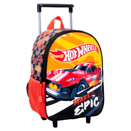Mochila Infantil Hot Wheels C/carro 40cm Rueditas M3