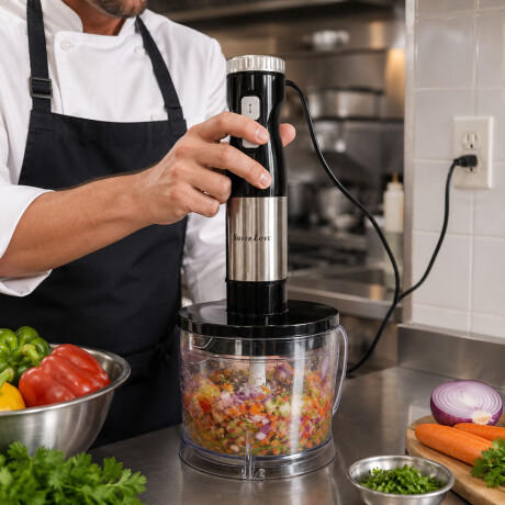 Mixer Procesadora Silver Love 8 En 1 Licuadora 1000w Negro