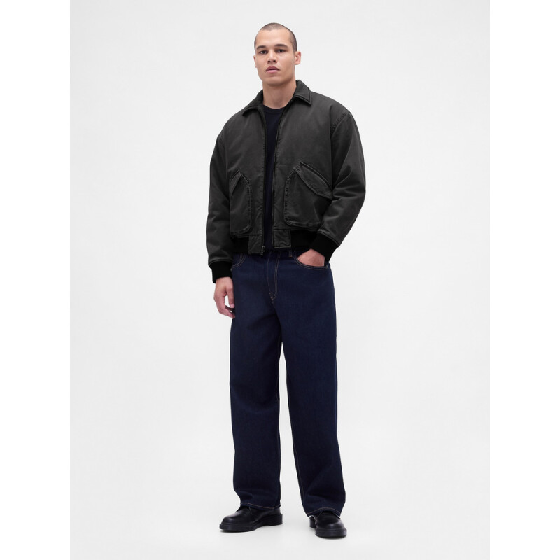 WASHED CANVAS BOMBER BLACK 1