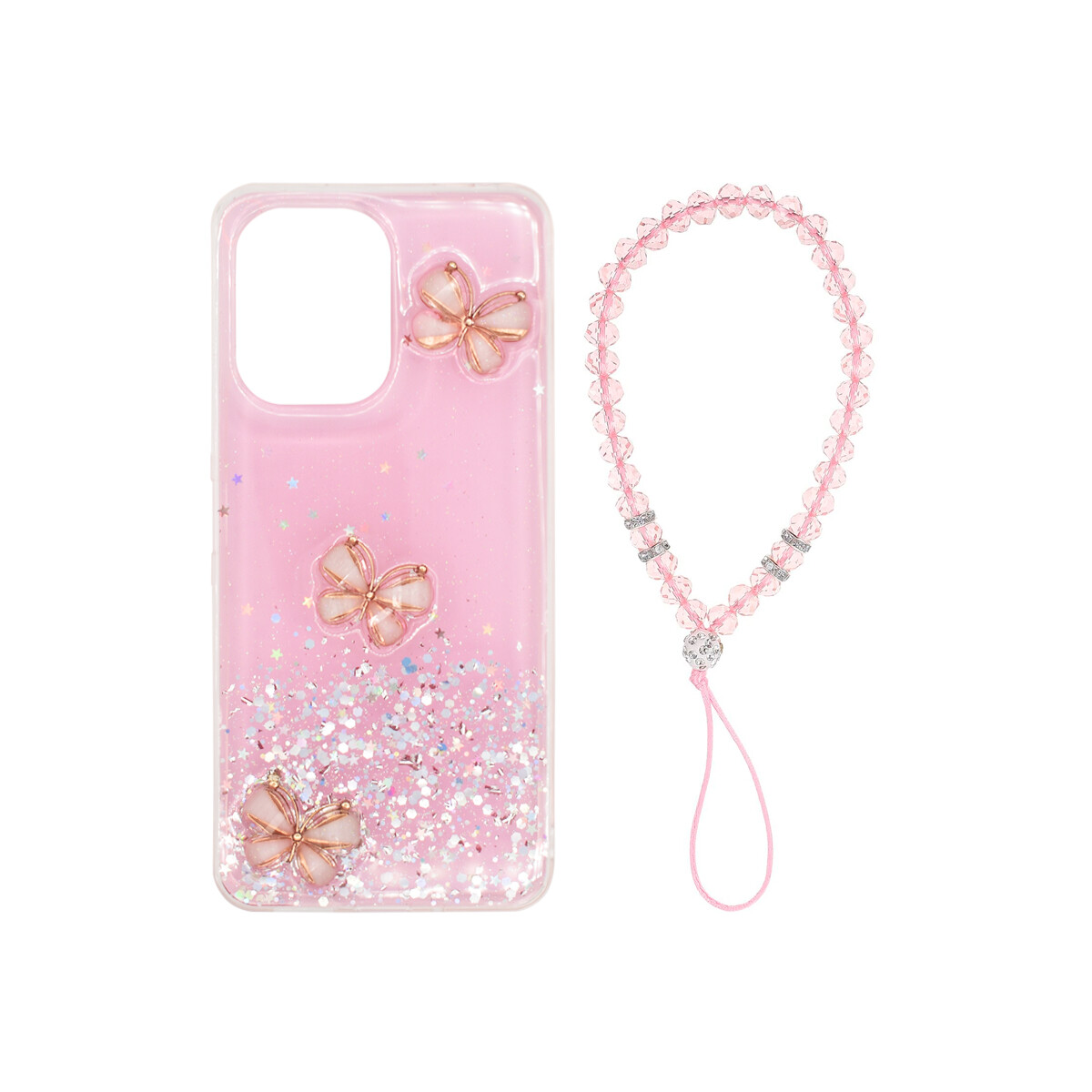 Protector para Xiaomi Redmi 13C mariposa 3D rosa 